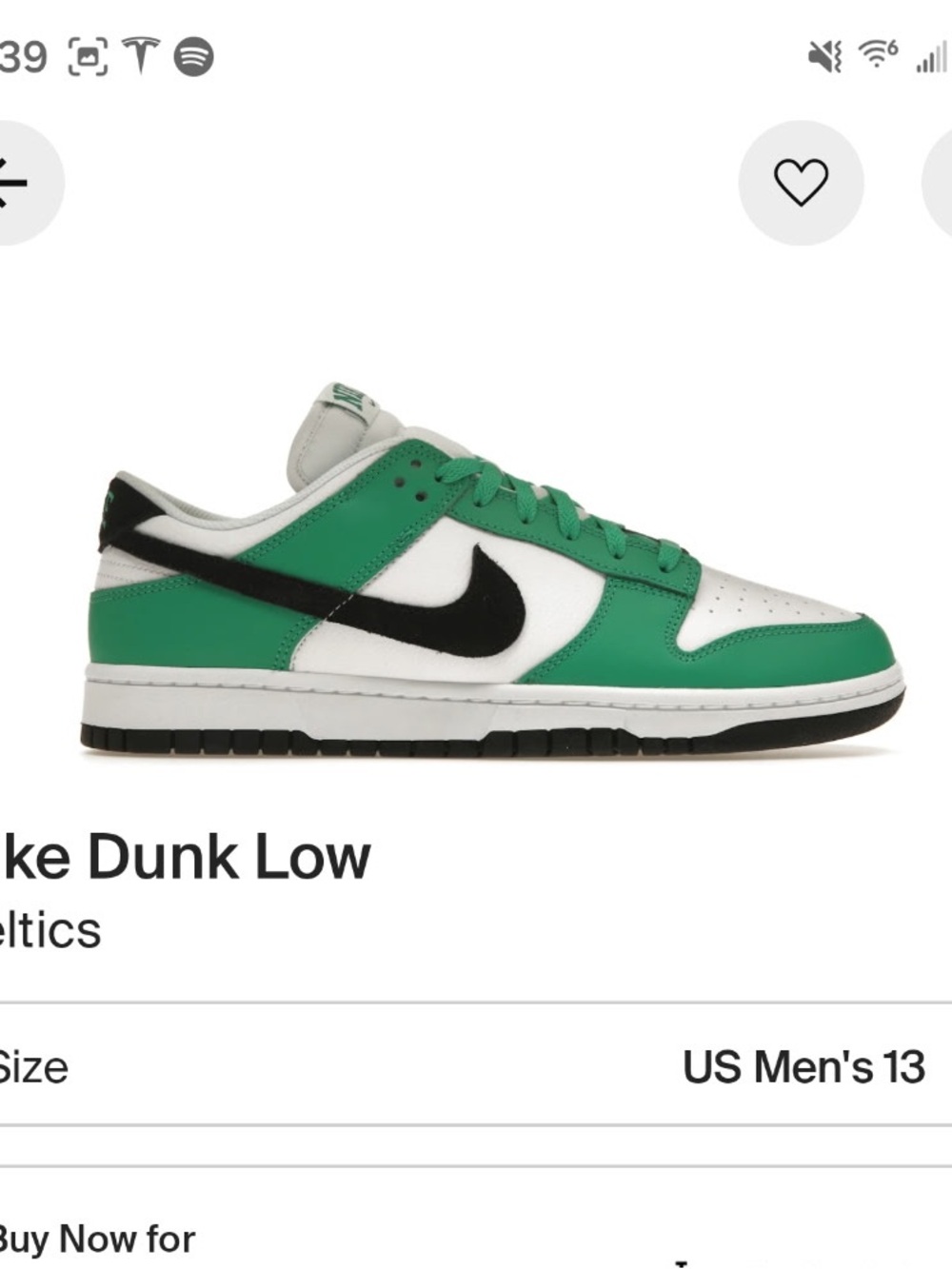 Nike Dunk Low Celtics Low-Top Sneakers in Green, White & Black - Picture 13 of 14